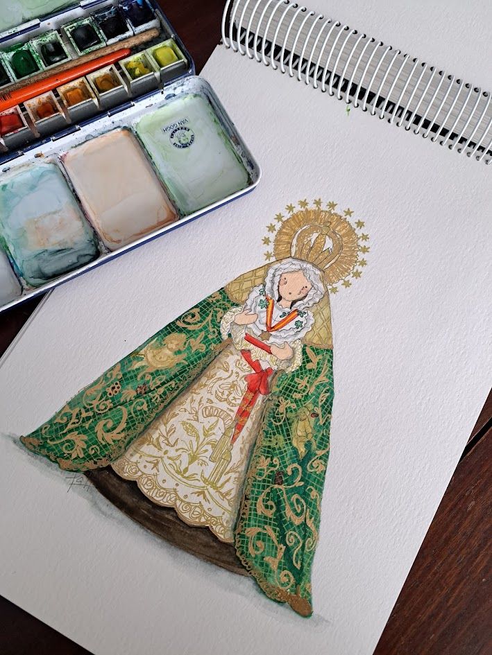 Proceso de lámina en creación con acurelas